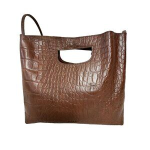 ABLE Local  Global Leather Crossbody Bag Handbag Brown Croco Embossed Minimalist